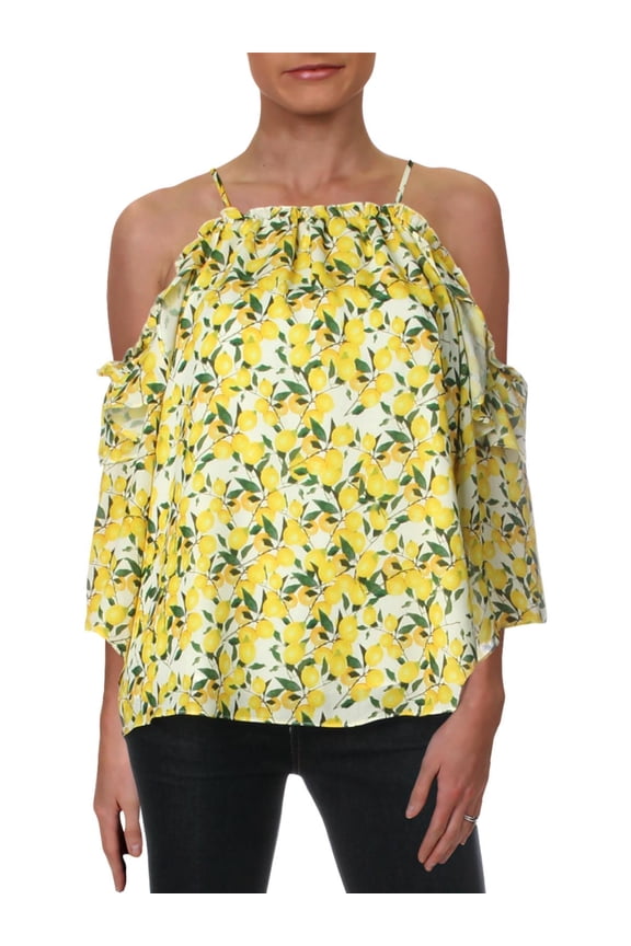 Womens Ruffled Halter Blouse White XS