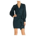 thumbnail image 1 of Parker Womens Silk Mini Wrap Dress Green 4, 1 of 2