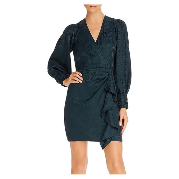Parker Womens Silk Mini Wrap Dress Green 4