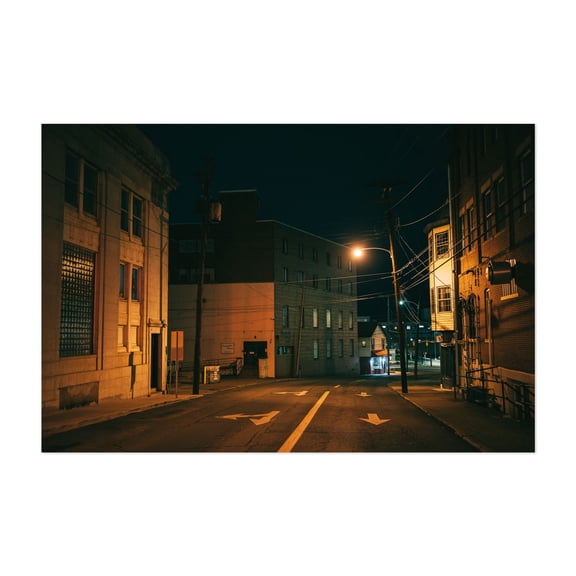 Parkersburg at Night - Parkersburg West Virginia Photography Street Photography Nightlife City Architecture Vintage Night Sky Unframed Wall Art Print 4 x 6 inches