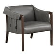 thumbnail image 1 of Parkfield Accent Chair in Pewter Gray Faux Leather with Walnut Frame, 1 of 7