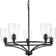 thumbnail image 1 of Parkhurst Collection Five-Light New Traditional Matte Black Clear Glass Chandelier Light, 1 of 2