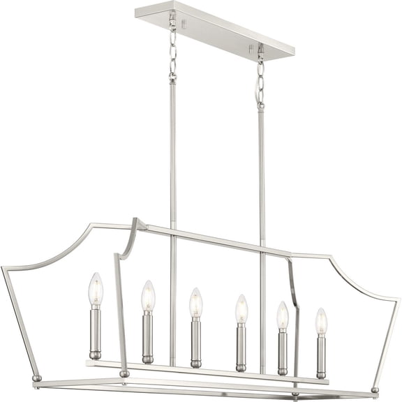 Parkhurst Collection Six-Light New Traditional Brushed Nickel Linear Island Chandelier Light