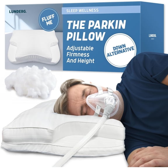 Parkin CPAP Pillow for Side & Back Sleepers - The Only Down Alternative with Adjustable Filling & 100% Cotton Case - Reduce Air Leaks & Mask Pressure for Better Sleep - Works with All Masks