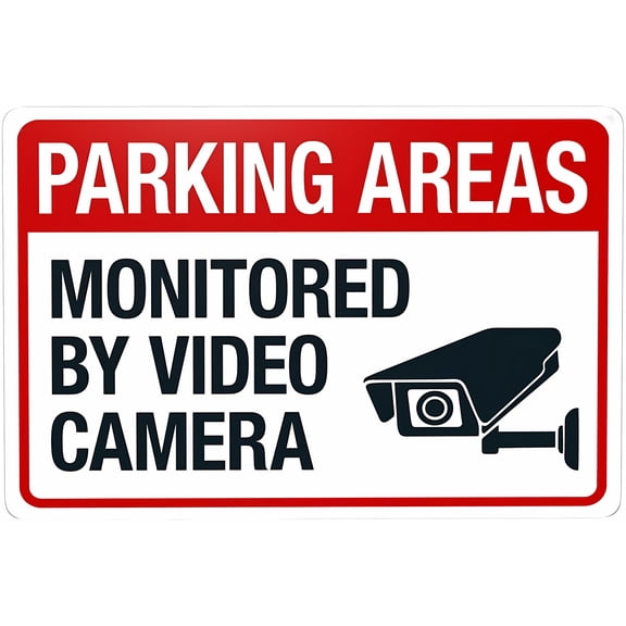 Parking Areas Monitored by Video Camera Sign 8"x12" - Caution Security Tin - For Street Business Parking Lot