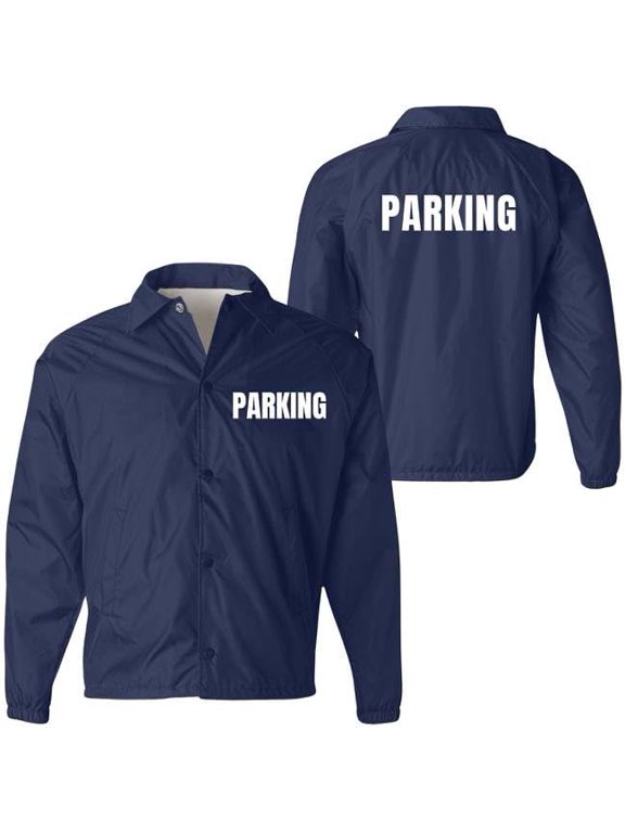 Parking Attendant Lightweight Coaches Jacket | Windbreaker Valet Parking Waterproof Coat (Navy/White, 3X-Large)