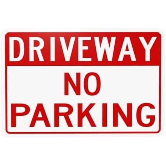 No Parking With Driveway Header Warning Sign, Driveway Security Metal Signs for Home Busines Outdoor Indoor Road Yard Garage Street Wall Caution Decor 12 x 8 Inch