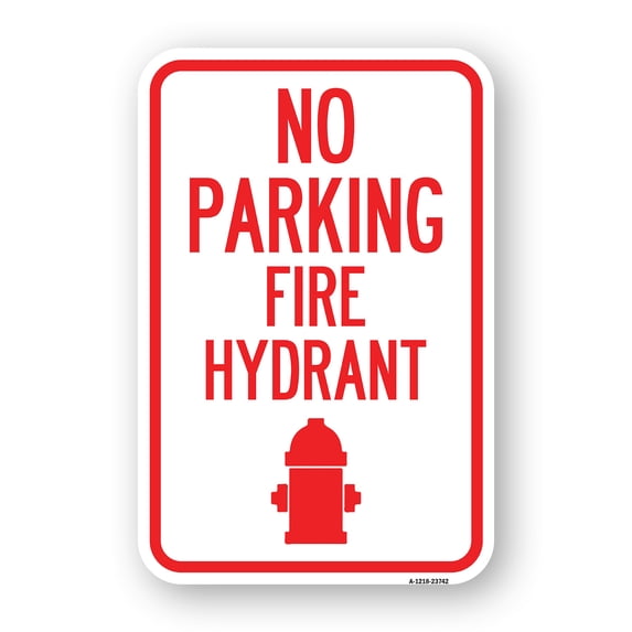 No Parking Fire Hydrant (With Graphic) | 18" X 24" Heavy-Gauge Aluminum Rust Proof Parking Sign | Protect Your Business & Municipality | Made in The USA