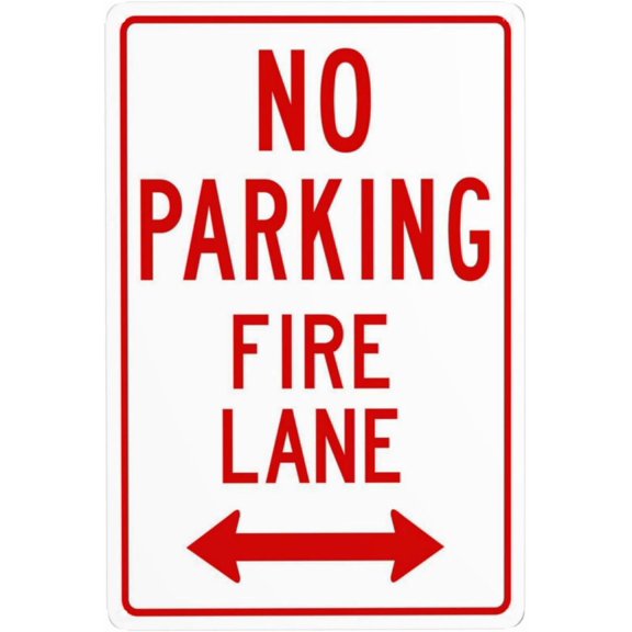 No Parking Fire Lane Sign, In Both Side Metal Warning Signs, Cautions Security Tin Sign, Safety Posted Signs for Street Business Wall Decor 8 x 12 Inch