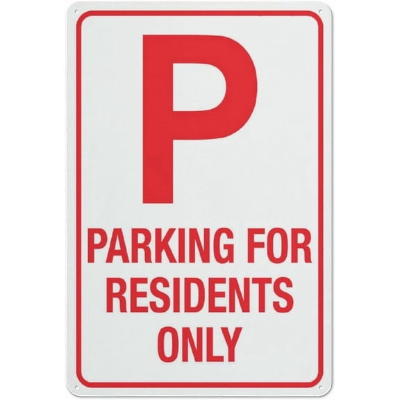 Parking For Residents Only Sign 12X8 Inches Metal Aluminum Signs, Weather Resistant, Weatherproof, Indoor Or Outdoor
