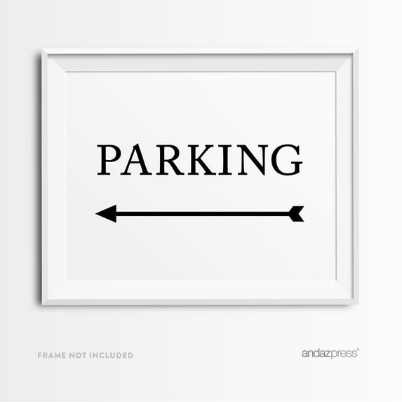 Koyal Wholesale Formal Black & White Parking Directional Wedding Sign 8.5x11