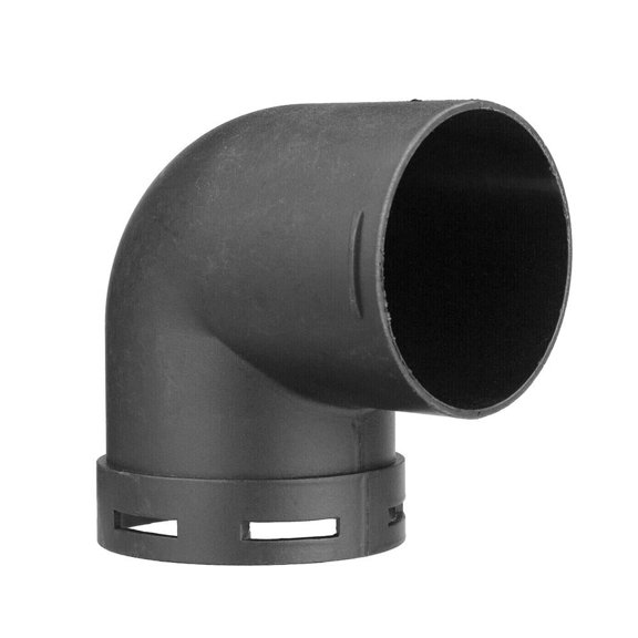 Parking Heater Ducting Pipe Connector, L-Shape Elbow Bend, Black Plastic, 60mm or 75mm Diameter