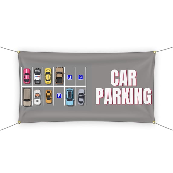 Parking Large Banners and Signs for Outdoor by DreamController-Polyester Banner with 4 Holes for Easy Hang Indoor & Outdoor|4x2 Feet HD Banner to Promote Events| Made in USA