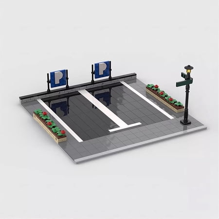 Parking Lot Diorama MOC Building Blocks Kit, Street Parking Scene Assembled Base Decor Model