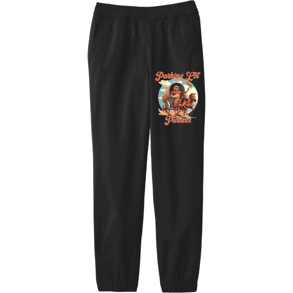 Parking Lot Pioneer Old West Wagon Football Cowboy Youth Black Jogger Pants-Medium