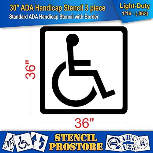 Parking Lot Stencil - 30 in - Handicap Stencil with Solid Border (2 ...