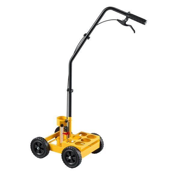 Parking Lot Striping Line Marking Machine, 4 Wheels, 6-Can Paint Storage, 2-4 Inch Adjustable Width, Heavy Duty Carbon Steel, Yellow RFS-600