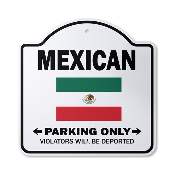 Parking For Mexican Only 14" X 14" Sign | Indoor/Outdoor Plastic | SignMission Designer Mexico Flag National Pride Love Novelty Gift Funny Joke Gag Road Garage