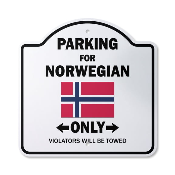 Parking For Norwegian Only 10” x 10” Sign | Indoor/Outdoor Plastic | SignMission Designer Norway Flag National Pride Love Novelty Gift Funny Joke Gag Road Garage