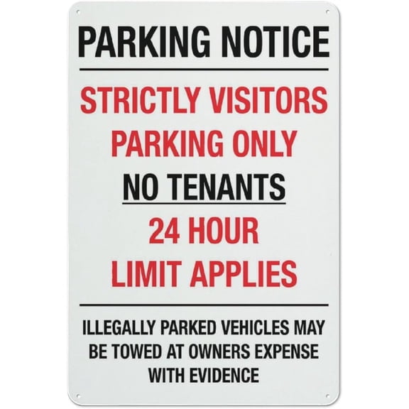 Parking Notice Strictly Visitors Parking Only Sign Sign, 8"x12" Grade Reflective Sheeting Rust Free Aluminum, Weather Resistant, Waterproof, Easy To Mount