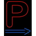 thumbnail image 1 of Parking P With Arrow LED Neon Sign 19 x 15 - inches, Clear Edge Cut Acrylic Backing, with Dimmer - Bright and Premium built indoor LED Neon Sign for Bar decor., 1 of 7