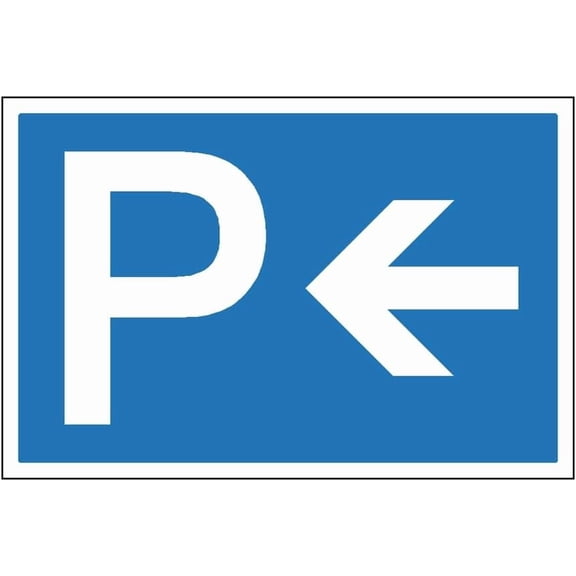 Parking P Sign Arrow Left (Blue) Metal Sign 12x8 Inch Wall Decor for Indoor & Outdoor Use