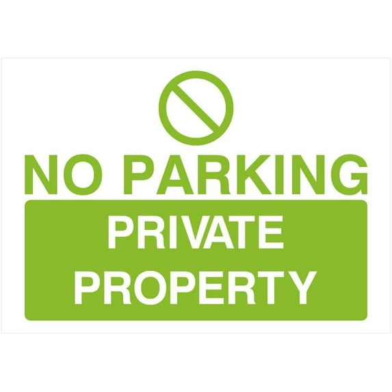 No Parking Private Property Sign in Bright Green Parking Signs & Permits Metal Sign Tin Sign 8x12 Inch - Caution Safety Warning Security Signs Indoor & Outdoor Signs for Home, Office, Work
