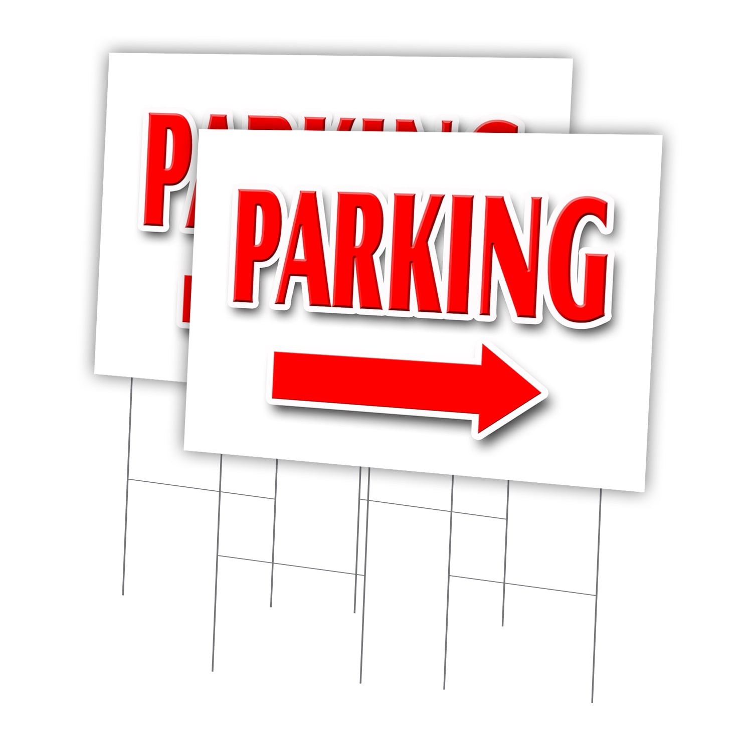 Parking Right Arrow 2 Pack Of 24" x 36" Yard Sign & Stake | Advertise Your Business | Stake Included Image On Front Only | Made in The USA