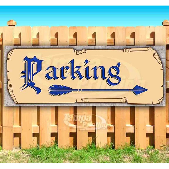 Parking Right Blue Text 13 oz Vinyl Banner With Metal Grommets