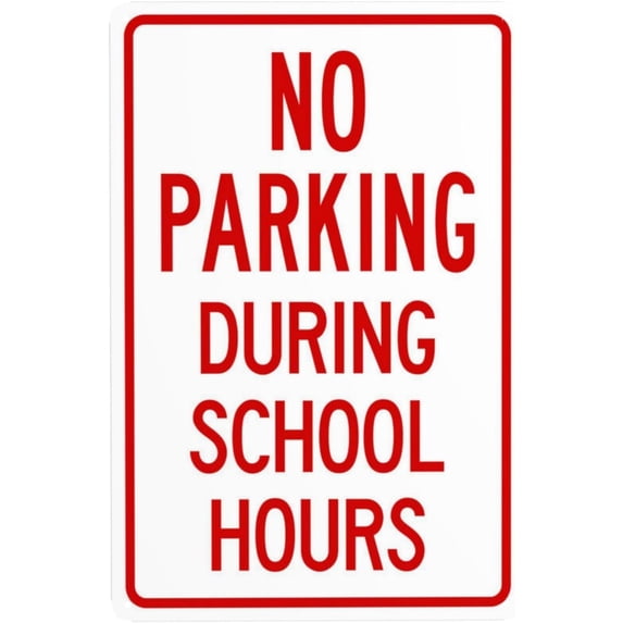 No Parking During School Hours Warning Sign, Security Safety Metal Signs, Vintage Caution Poster Wall Decor for Business Office Home Street Road Use 8 x 12 Inch