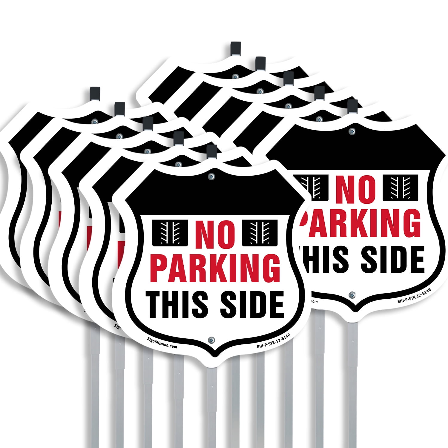 No Parking This Side (10 Pack) 12 inch X 12 inch Shield Shaped Rust ...