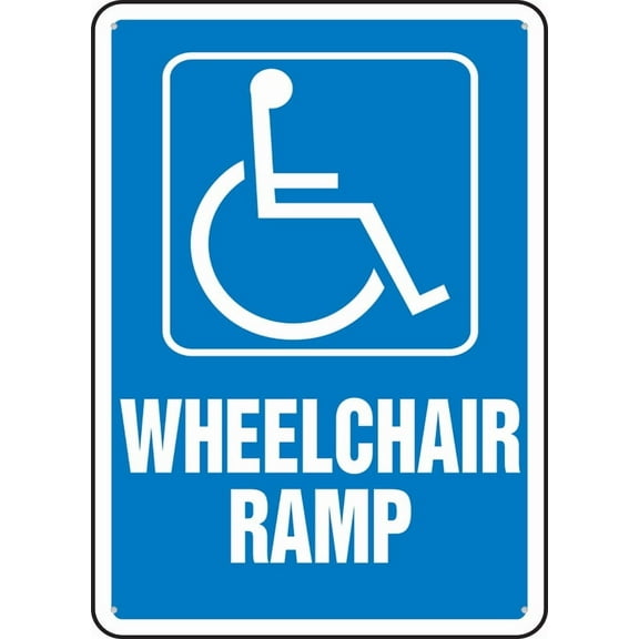 Parking Sign Wheelchair Ramp Handicapped 12 X 8 Inch Metal Sign, Rustproof Aluminum, Multicolor