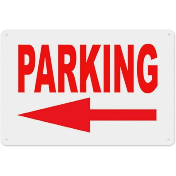 Parking Sign with Directional Arrow Sign 8"x12" - Aluminum Tin Warning for Home Outdoor Garden, Durable Directional Decor for Parking