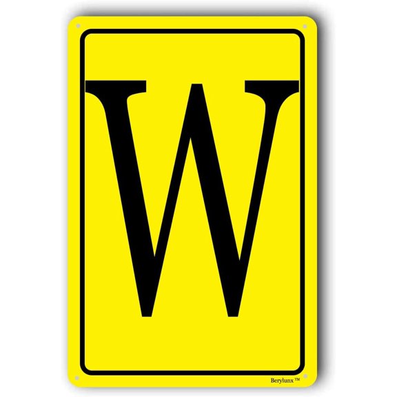 Parking Spot Letter Sign, Aluminum Plaques for Floor, Meal Lots, Plaque W, Indoor/Outdoor Decor 8"x12"