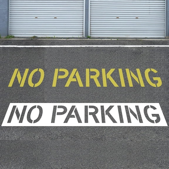 No Parking Stencil, 11.8" Letters Height, Foldable Silicone Parking Lot Stencils, Large Reusable Curb Painting Stencils, Fire Lane Stencil for Asphalt Concrete Curb Marking Pavement Sign, 16"x104"