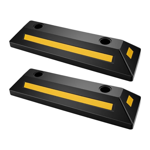 Parking Stopper 2-Pack, 21.6 Inch Heavy Duty Rubber Curb for Garage, Reflective Parking Aid for Cars, Trucks, RVs, Wheel Stops, Garage Floor Protection
