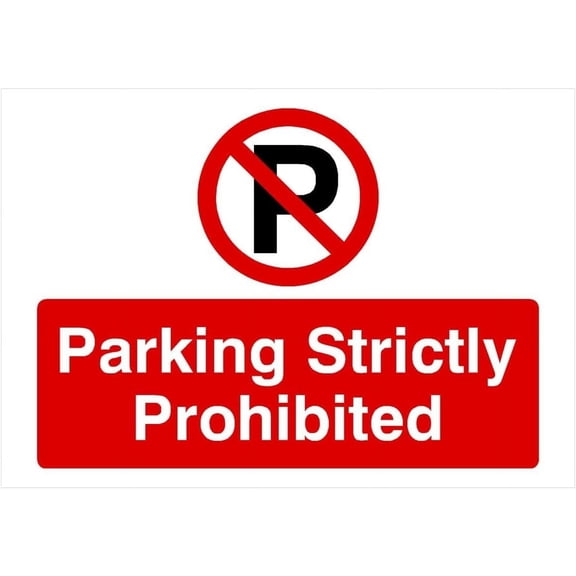 Parking Strictly Prohibited P Landscape Metal Tin Sign - 8x12 Inch - Caution Safety Warning Security Indoor & Outdoor Home Office Work