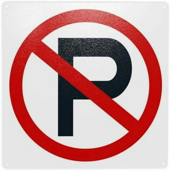 No Parking Symbol Sign, Violators Will Be Prosecuted, Metal Signs, Cautions Tin Sign, Warning Signs, Street Business Wall Decor 12 X 12 Inch