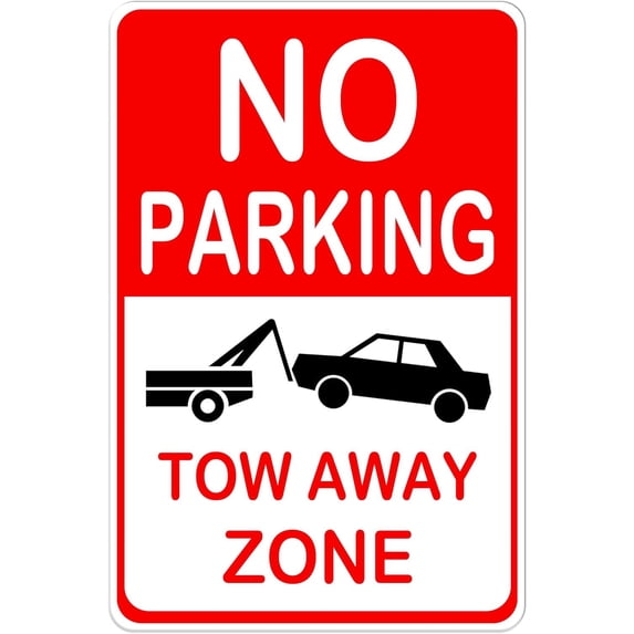 No Parking Tow Away Zone Warning Sign Crossing Traffic Instructions for Community Farm Country City Neighborhood Driveway Hotel Mall Building Bar 8 X 12 Inches