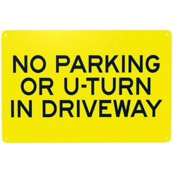 No Parking Or U Turn In Driveway Warning Sign, Driveway Metal Signs for Home Business Outdoor Indoor Road Yard Garage Street Wall Caution Custom Decor 12 x 8 Inch
