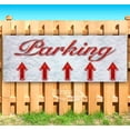 thumbnail image 1 of Parking Up Arrow Red & Chrome 13 oz Vinyl Banner With Metal Grommets, 1 of 4