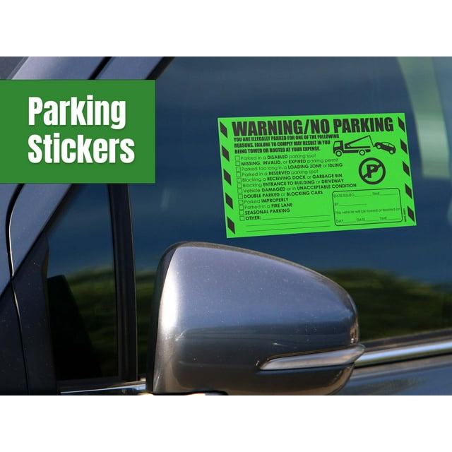 Parking Violation Stickers for Cars Green 100 Illegal Warning
