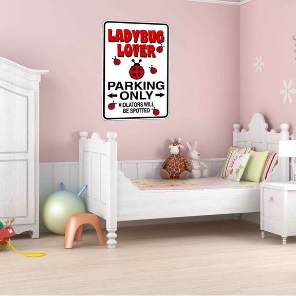 Parking Wall Decal Lady bug Lover Parking Only Parking Signs Wall Decal Sticker Abstract Sign Bedroom Decoration - Size: 7 In X 10 In