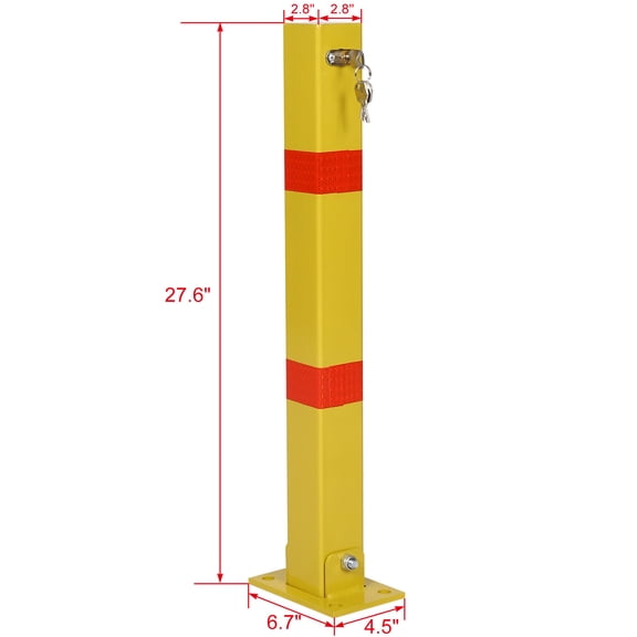 Parking bollard,pole barrier with lock ,car parking protection posts,home garage street decor ,parking barrier Square yellow,