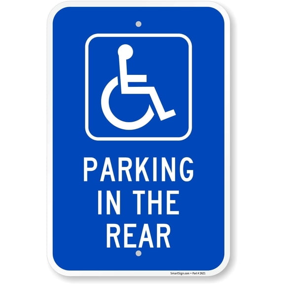Parking in The Rear Sign with Handicap Symbol Garage Decor Safety Sign Caution Warning Sign Tin Metal Decor Sign 8x12