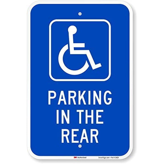 Parking in The Rear Sign with Handicap Symbol by | High Intensity Grade tin Sign Size: 8 x 12 inch