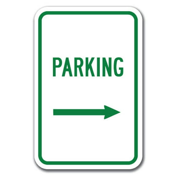 Parking with Right Arrow Sign 12" x 18" Heavy Gauge Aluminum Signs