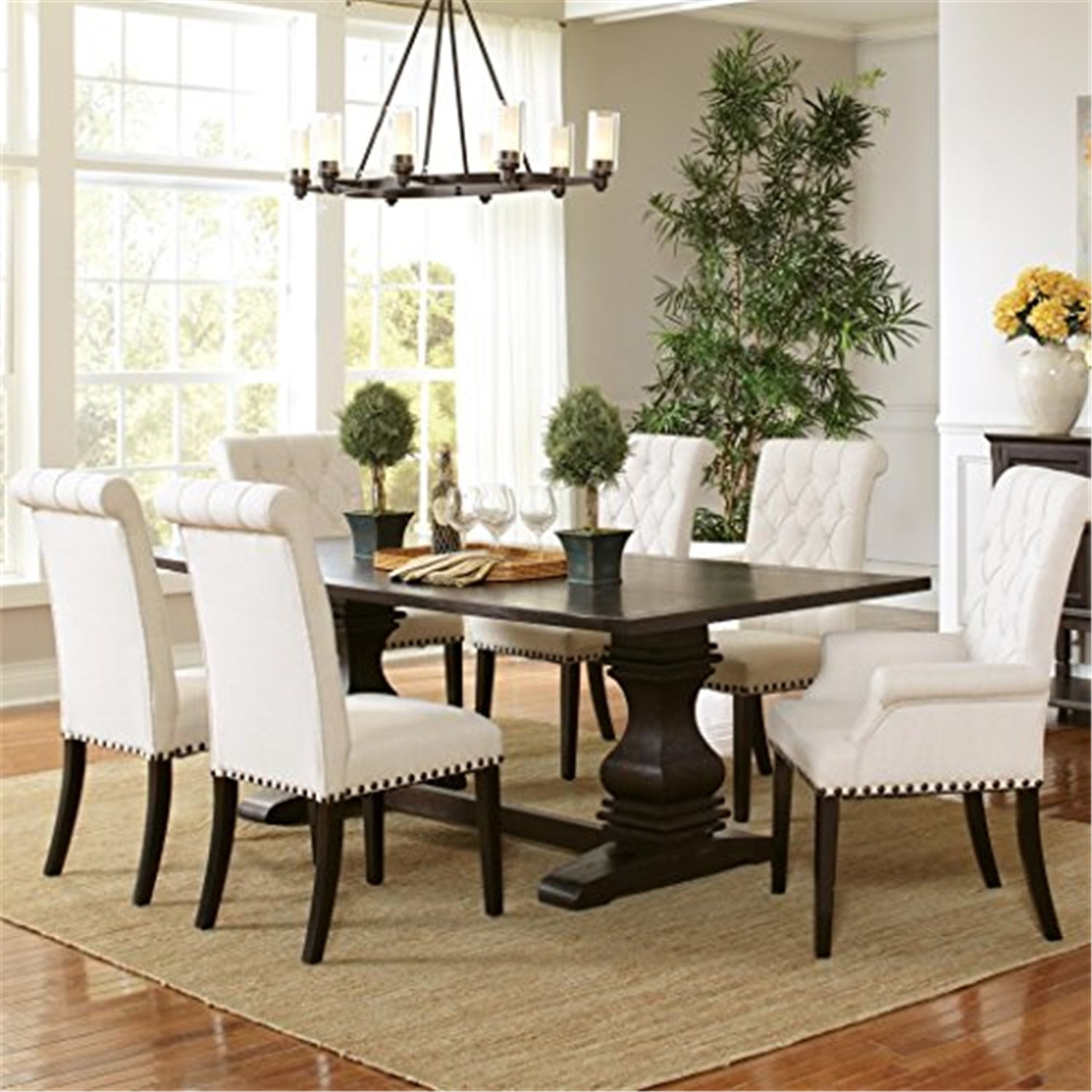 Parkins Dining Room Set Rustic Espresso and Beige