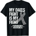 thumbnail image 1 of Parkinson's Disease Awareness Dad;s Fight Silver Ribbon Gift T-ShirtMen and women can wear, black T-shirts, gifts. Age: M,L，XL 2XL, 3XL, 924XL, 1 of 4