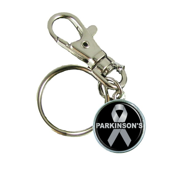Parkinsons Disease Awareness Keychain Support Silver Plated Jewelry Key Chain